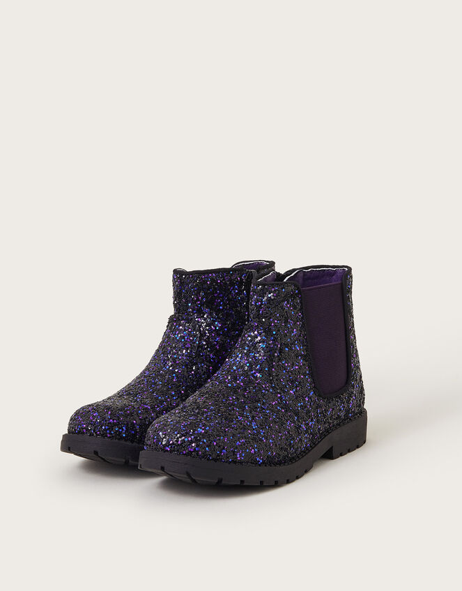 Glitter Chelsea Boots, Purple (PURPLE), large