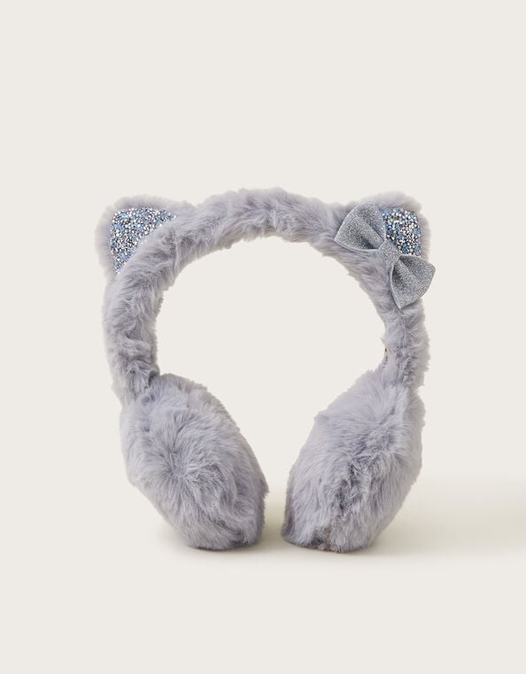 Faux Fur Glitter Cat Earmuffs, , large