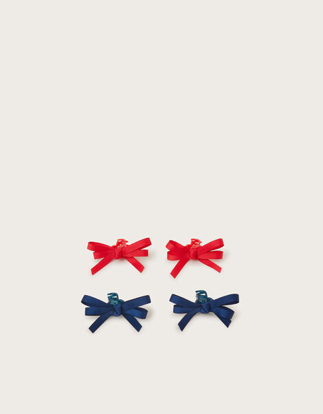 4-Pack Mini School Hair Bow Claw Clips, , large