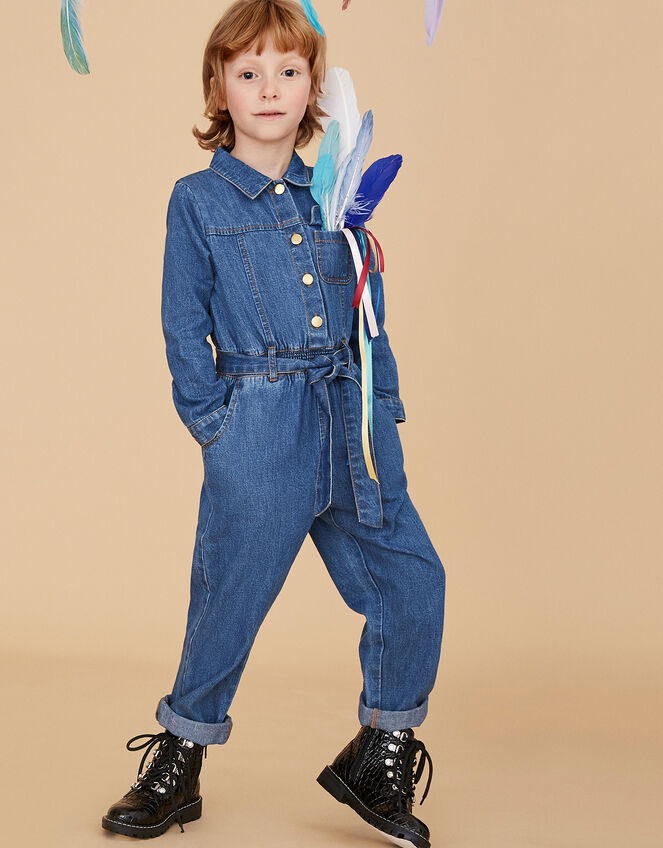 Casual Wear Blue Kids Girls Denim Jumpsuit, Age: 5-9 Years at Rs