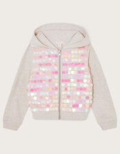 Sequin Hoodie, Gray (GREY), large