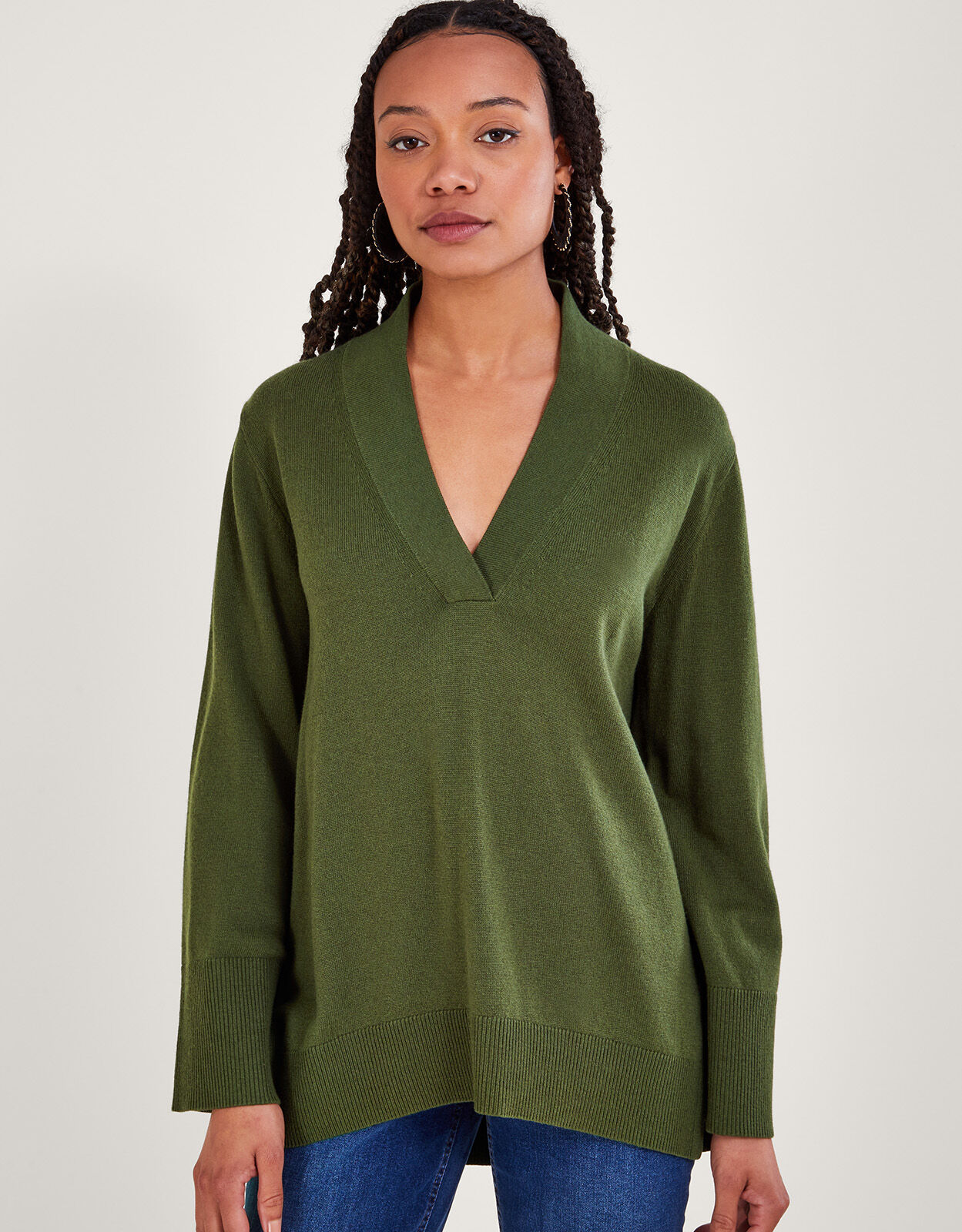 Collar Wool Sweater Green | Sweaters | Monsoon Global.