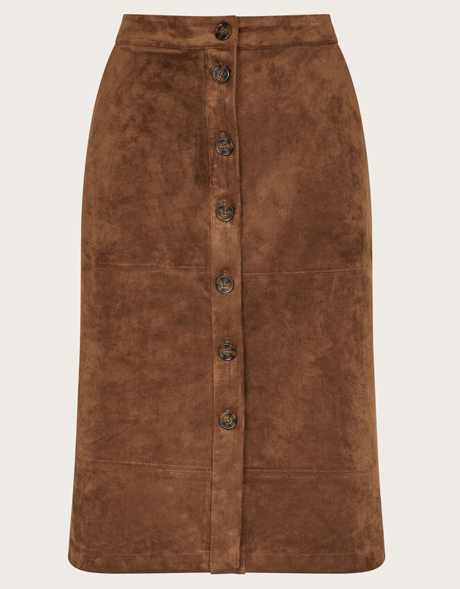 Amber Suedette Pencil Skirt, Brown (BROWN), large