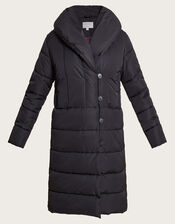 Stephie Stitch Detail Padded Coat in Recycled Polyester, Black (BLACK), large