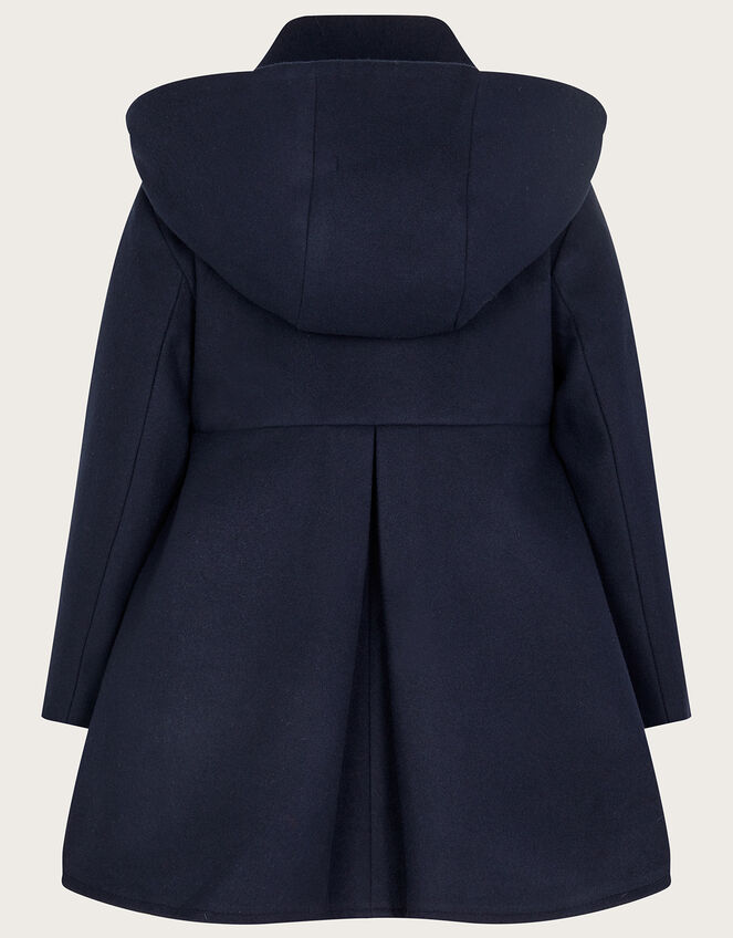 Collar Hooded Coat, Blue (NAVY), large