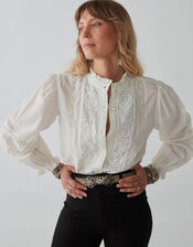 Maison Hotel Emanuelle Embroidered Blouse, Ivory (IVORY), large