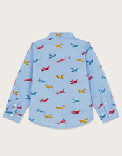 Plane Print Shirt, Blue (BLUE), large