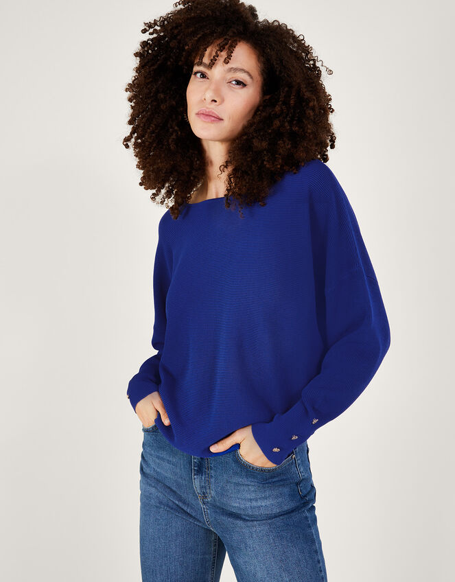 Ottoman Rib Sweater with LENZINGâ„¢ ECOVEROâ„¢, Blue (BLUE), large