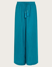 Yara Plain Wide Leg Trousers, Teal (TEAL), large