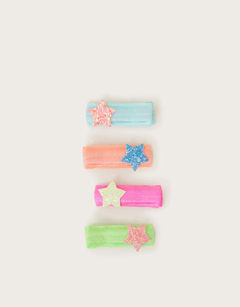 4-Pack Bright Glitter Star Hair Clips, , large