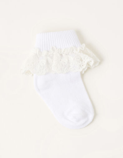 Baby Flower Lace Socks, White (WHITE), large