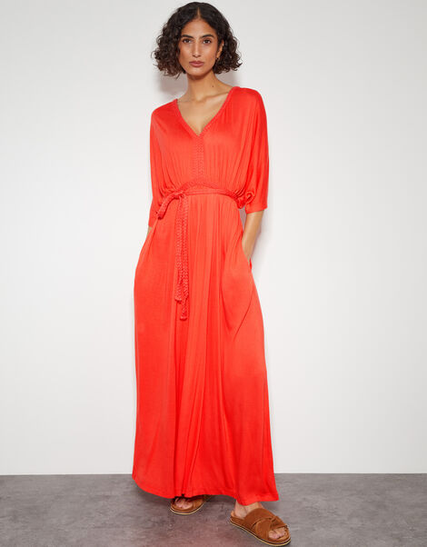 Everly Jersey Dress, Orange (CORAL), large