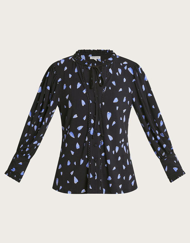 Hetty Heart Print Top, Black (BLACK), large