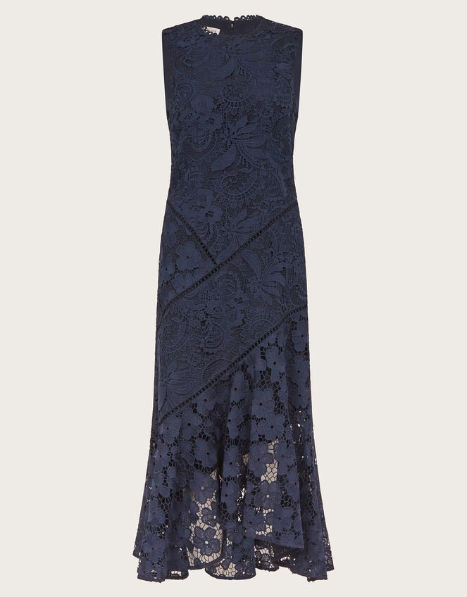 Gianna Sleeveless Lace Midi Dress, Blue (NAVY), large