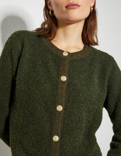 Bevan Boucle Cardigan, Green (KHAKI), large