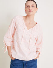 Ivy Floral Embroidered Blouse, Pink (SOFT PINK), large