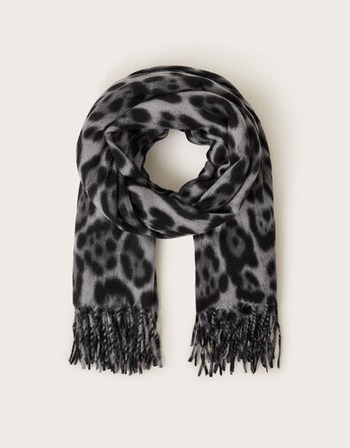 Lottie Leopard Print Scarf, Gray (GREY), large