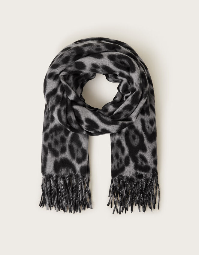 Lottie Leopard Print Scarf, Gray (GREY), large