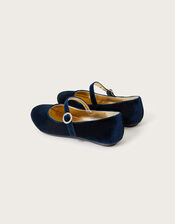 Diamante Velvet Ballerina Flats, Blue (NAVY), large