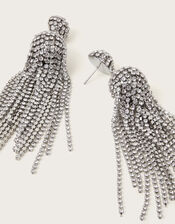 Diamante Tassel Drop Earrings, , large