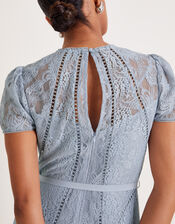 Maya Lace Short Sleeve Midi Dress, Gray (GREY), large