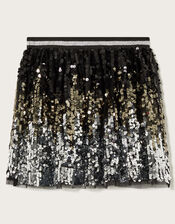 Ombre Sequin Skirt, Black (BLACK), large