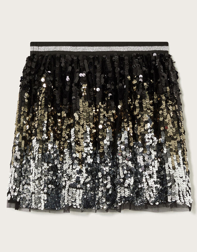 Ombre Sequin Skirt, Black (BLACK), large