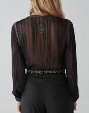 Kate Metallic Embroidered Blouse, Black (BLACK), large