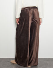 Shay Rib Velour Wide Leg Pants, Brown (CHOCOLATE), large