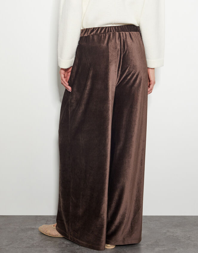 Shay Rib Velour Wide Leg Trousers, Brown (CHOCOLATE), large