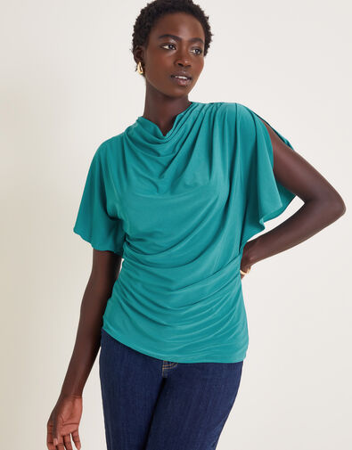 Deb Drape Jersey Top, Teal (TEAL), large