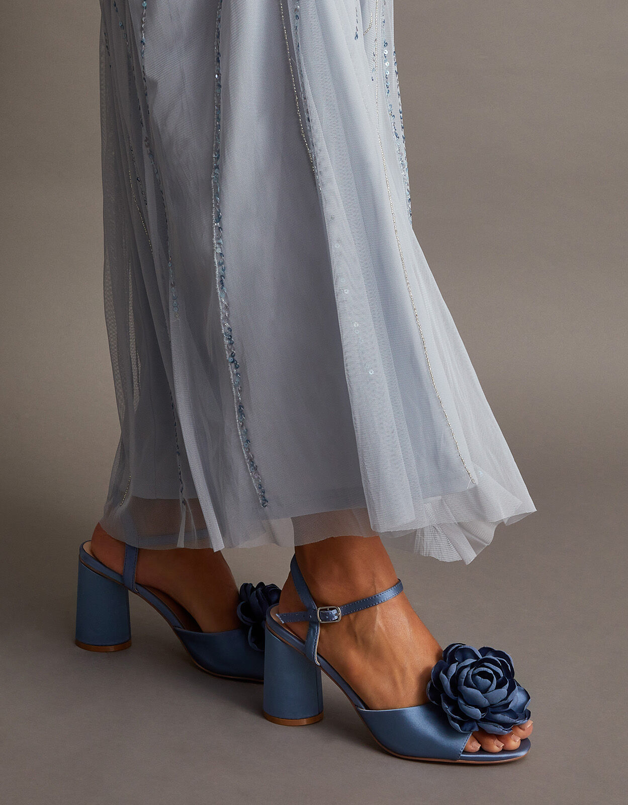 Be Mine Bridal Vanya platform sandals in pale blue satin | ASOS
