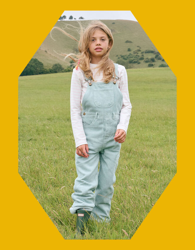 Dotty Dungarees Corduroy Chunky Dungarees, Green (MINT), large