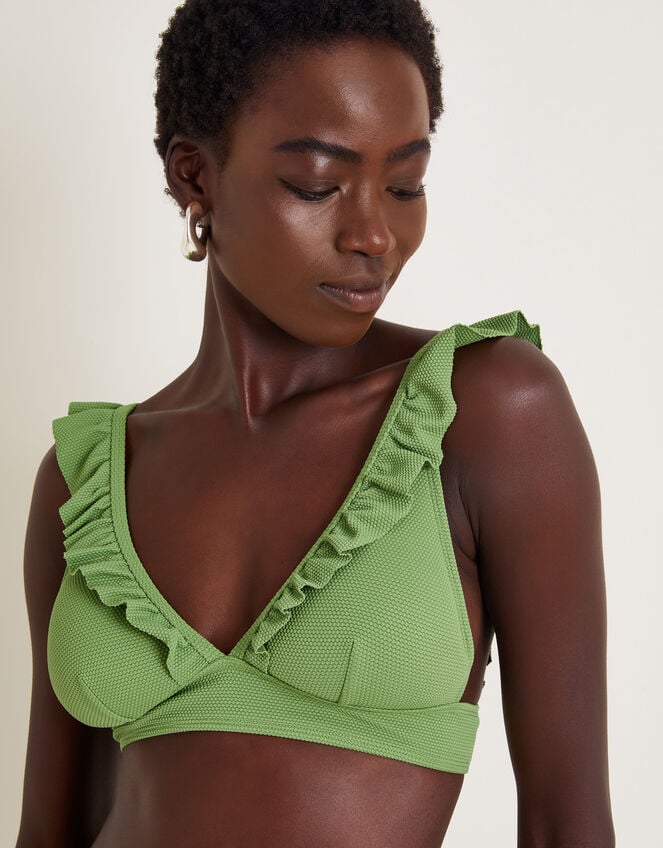 Nina Ruffle Bikini Top, Green (GREEN), large