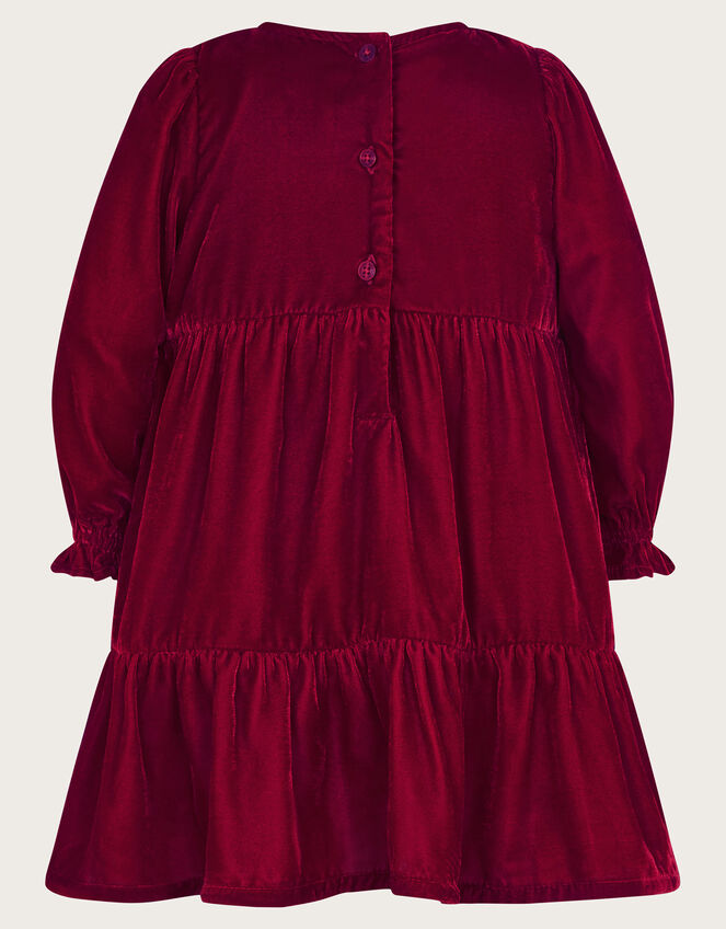 Baby Smocked Velour Dress, Red (RED), large