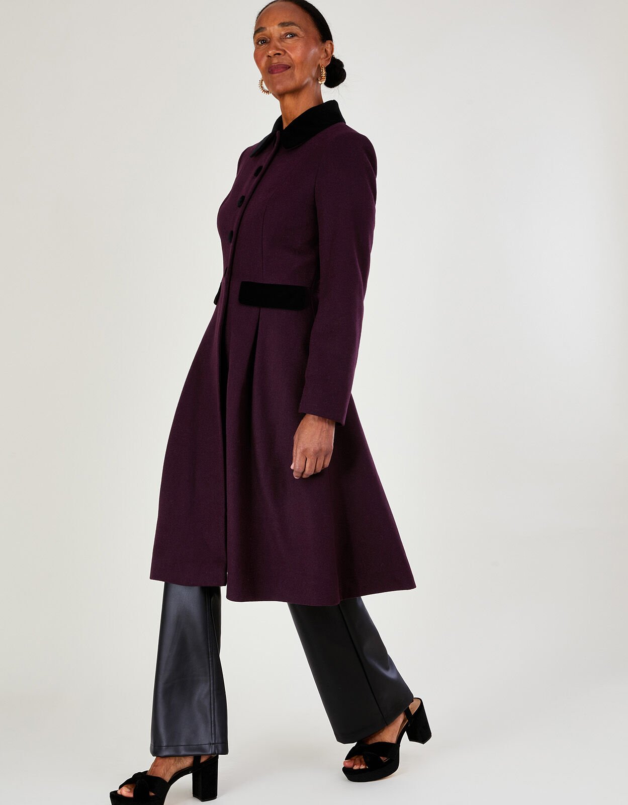 Opal Wool Opera Coat with Recycled Polyester Purple