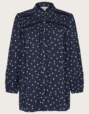 Spot Cutwork Blouse, Blue (NAVY), large