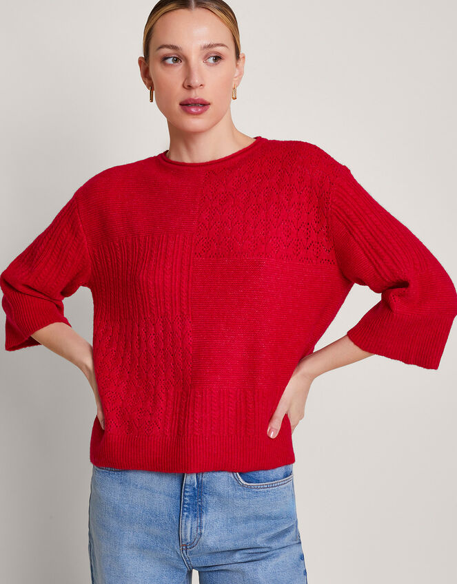 San Mixed Knit Jumper, Red (RED), large