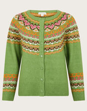 Fern Fair Isle Cardigan, Green (GREEN), large