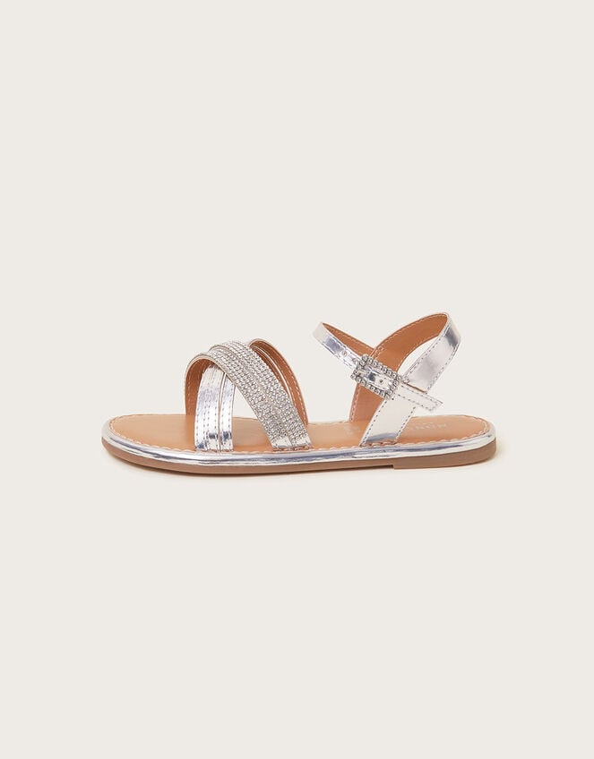 Diamante Toe-Thong Sandals Silver, Sandals & Flip Flops