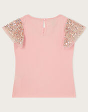 Gem Sequin Sleeve Top, Pink (PALE PINK), large