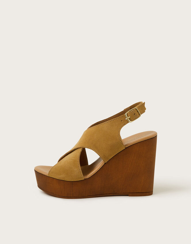 Willow Suede Wedge Sandals, Tan (TAN), large