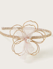 Wire Flower Glitter Headband, , large