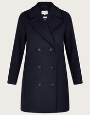 Madi Short Double Breasted Coat, Blue (NAVY), large