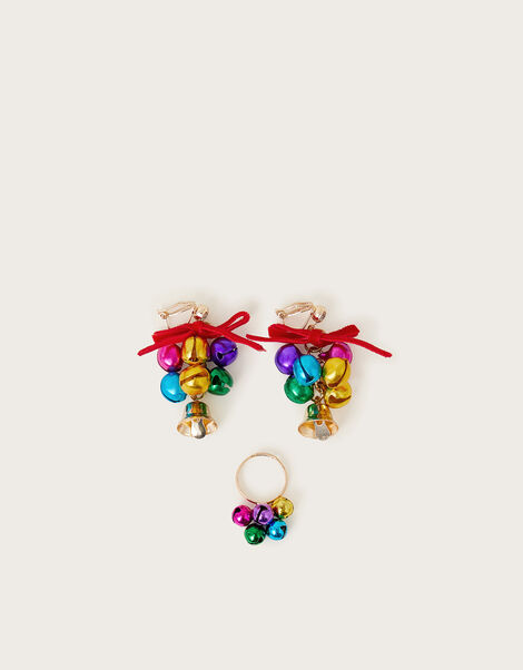 Jingle Bells Clip-On Earrings and Ring Set, , large