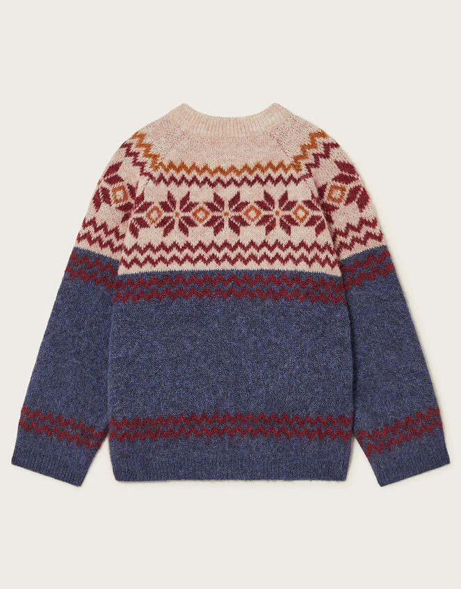 Fair Isle Crewneck Sweater, Blue (BLUE), large