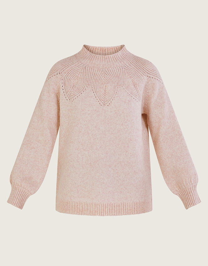 Pattern Neck Jumper, Pink (PINK), large