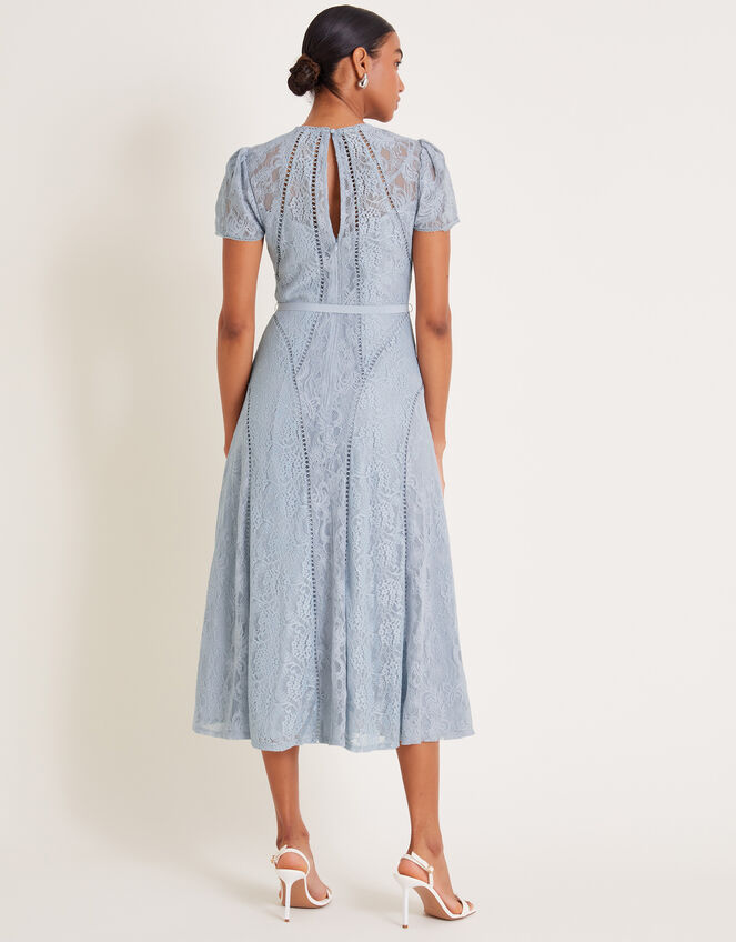 Maya Lace Short Sleeve Midi Dress, Gray (GREY), large