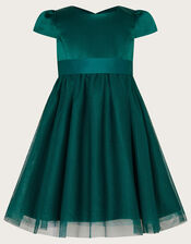 Baby Tulle Bridesmaid Dress, Green (DARK GREEN), large