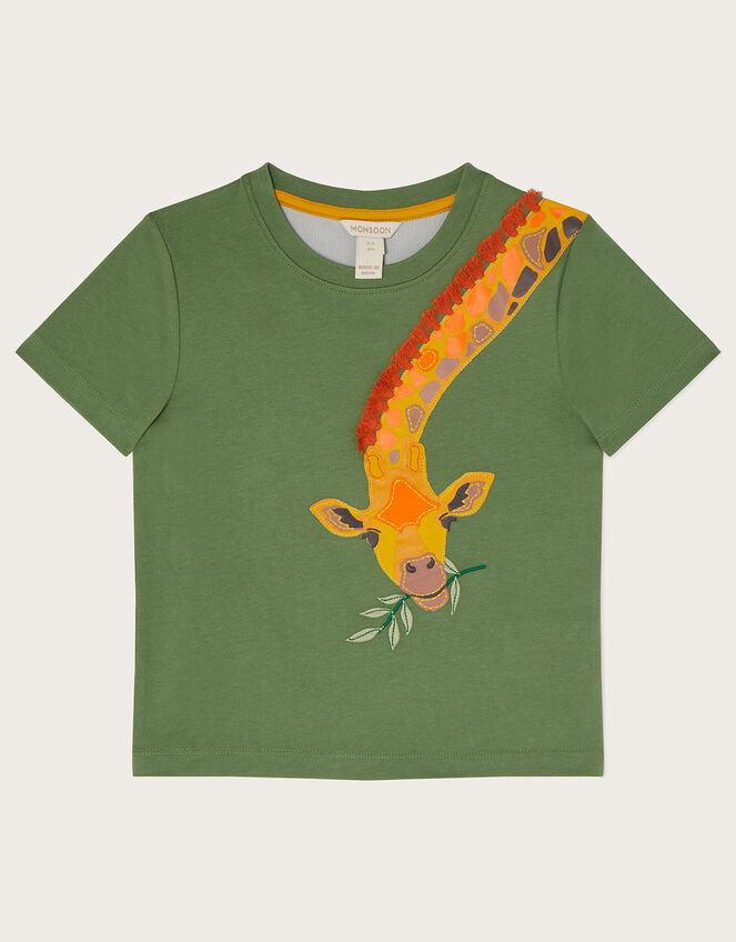 Embroidered Giraffe T-Shirt WWF-UK Collaboration, Green (KHAKI), large